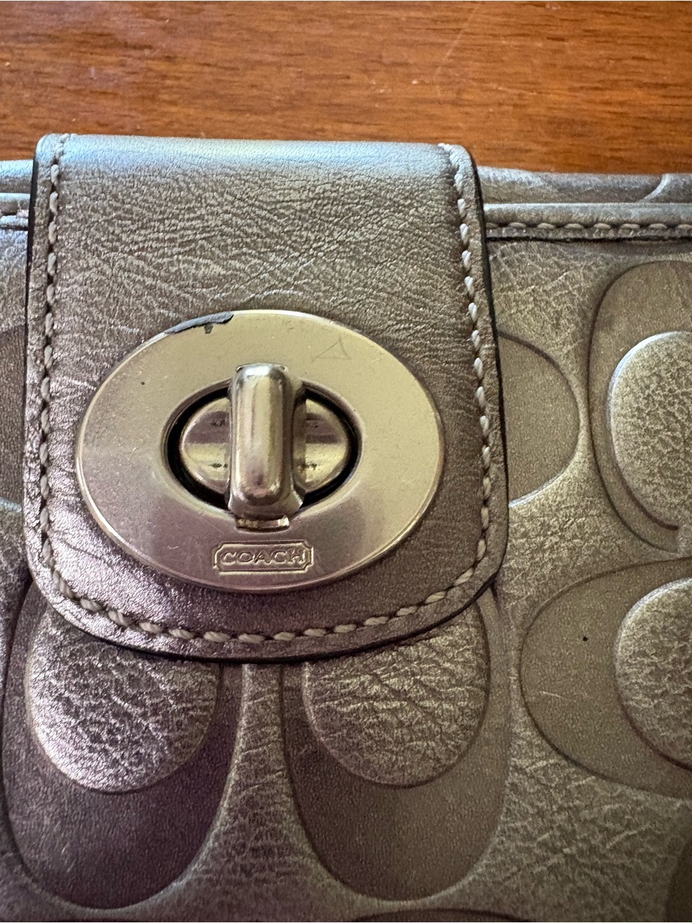 Coach Metallic Signature Continental Wallet - Silver - Picture 2 of 6